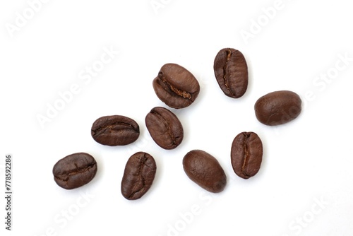 Roasted coffee beans isolated on white background 