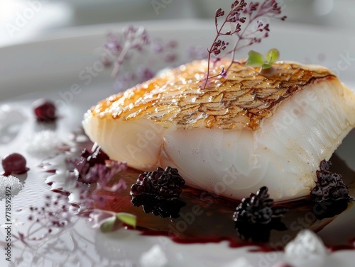 Fototapeta Naklejka Na Ścianę i Meble -  Elegant gastronomy experience with a skillfully prepared flounder dish