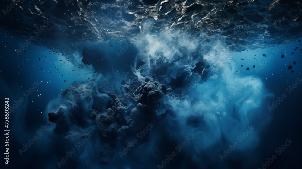 Underwater Explosion with Rocks and Debris Concept