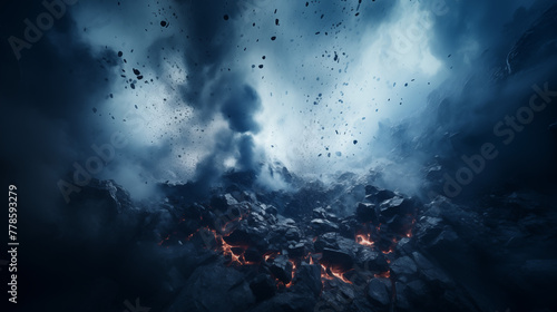Volcanic Eruption and Ash Cloud Underwater Concept photo