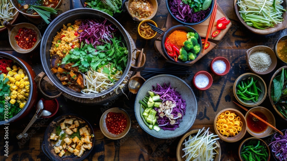 Flavorful vegetarian hotpot a celebration of plant-based ingredients in a colorful