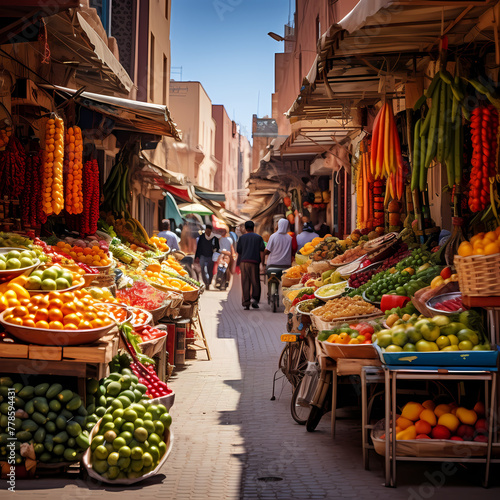 Vibrant street market in Marrakech. © Cao