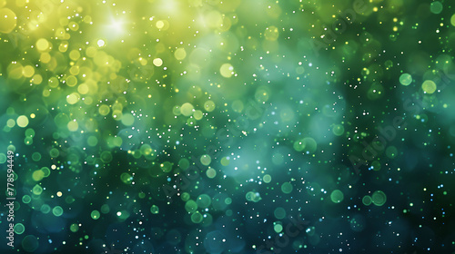 "Blurry Image of a Green and Blue Background with Small Stars"