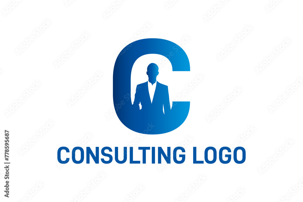 C letter with man logo design for consulting company C letter with man logo design for consulting company