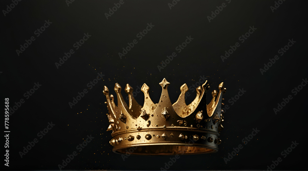 Shattering golden royalty king, queen, prince or princess crown ...