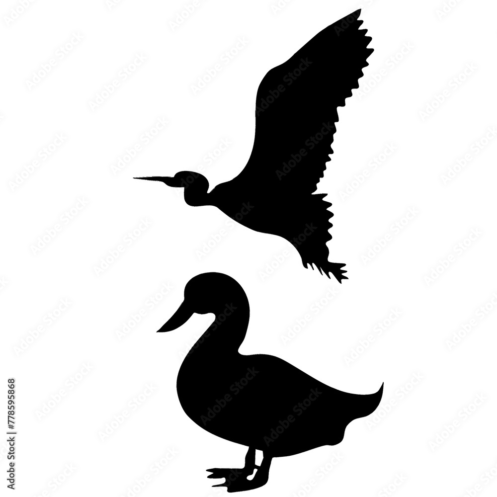 Fototapeta premium Silhouette bird and dog