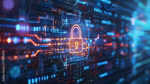 Fortress of Data: Cyber Security Network with Lock , code background