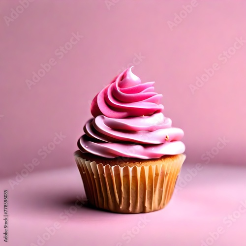 cupcake with pink frosting and sprinkles