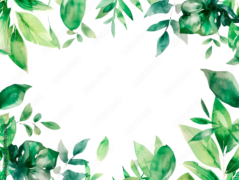 Fototapeta premium Flower frame minimalist border in watercolor style image