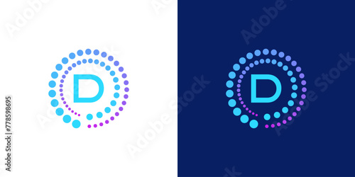 creative modern digital technology  letter D logo. with abstract circular dots. logo can be used for technology, digital, connection, data