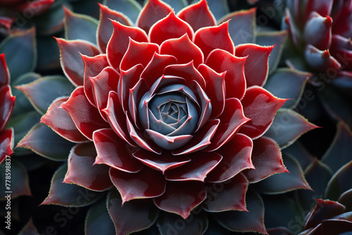 red  succulent detail photo