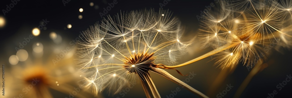 Fototapeta premium Dandelion flower macro with bokeh