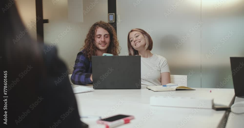 Stunning business couple taking a selfie during break at work. They are happy and smiley. Stunning business couple taking a selfie during break at work. They are happy and smiley.
