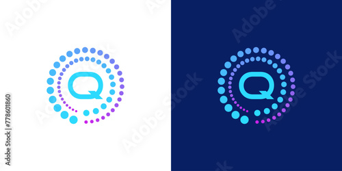 creative modern digital technology letter Q logo. with abstract circular dots. logo can be used for technology, digital, connection, data