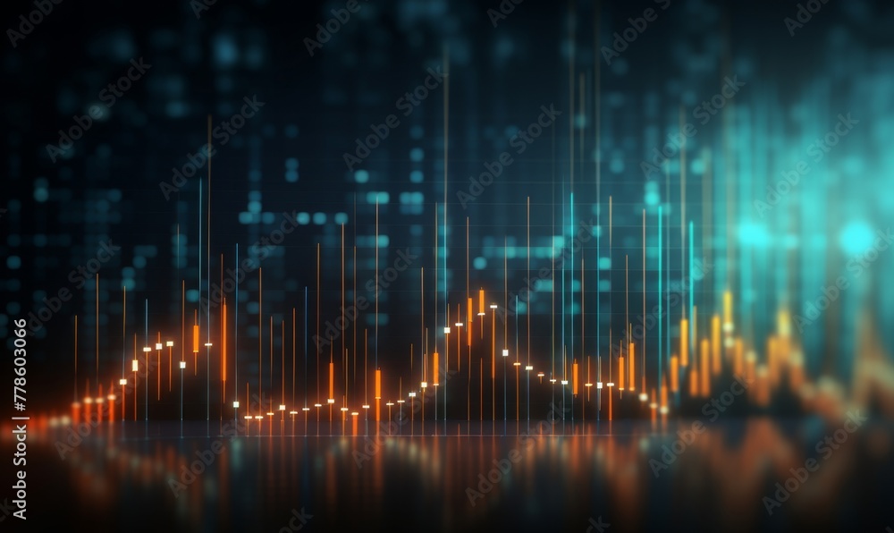 High quality, high resolution stock market graph on blue background with bokeh lights. Abstract financial business concept for wallpaper or web design in dark style. High detail, sharp focus, profess High quality, high resolution stock market graph on blue background with bokeh lights. Abstract financial business concept for wallpaper or web design in dark style. High detail, sharp focus, profess