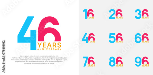 anniversary logo style vector design with blue and pink color can be use for celebration day