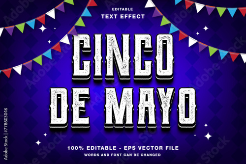 Cinco de Mayo 3d Editable Text Effect Template Style Premium Vector