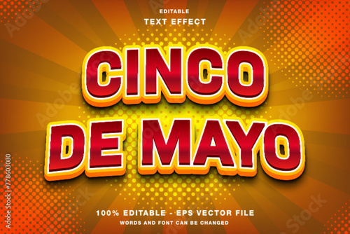 Cinco de Mayo 3d Editable Text Effect Template Style Premium Vector