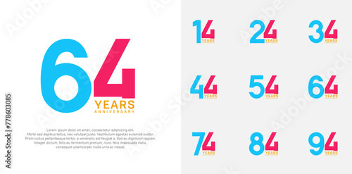 anniversary logo style vector design with blue and pink color can be use for celebration day