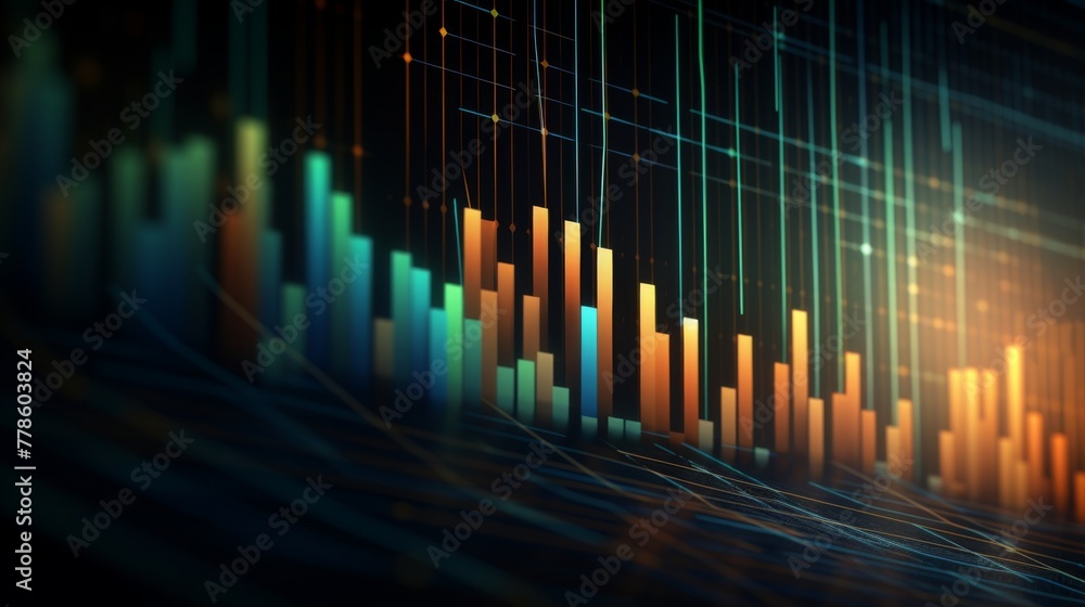 High quality, high resolution stock market graph on blue background with bokeh lights. Abstract financial business concept for wallpaper or web design in dark style. High detail, sharp focus, profess High quality, high resolution stock market graph on blue background with bokeh lights. Abstract financial business concept for wallpaper or web design in dark style. High detail, sharp focus, profess