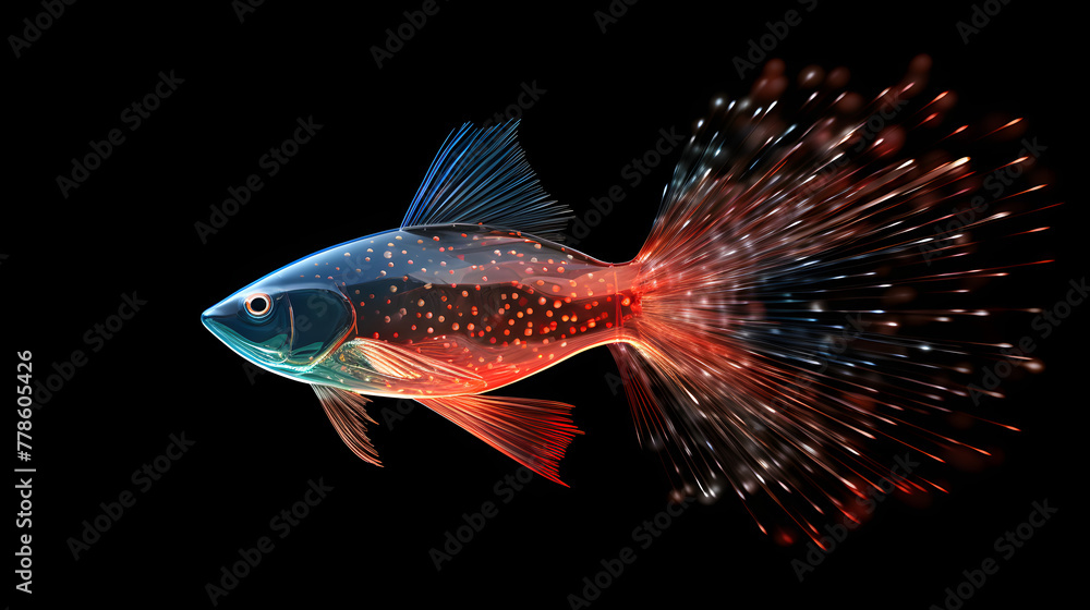 Fototapeta premium Fish Fireworks icon 3d