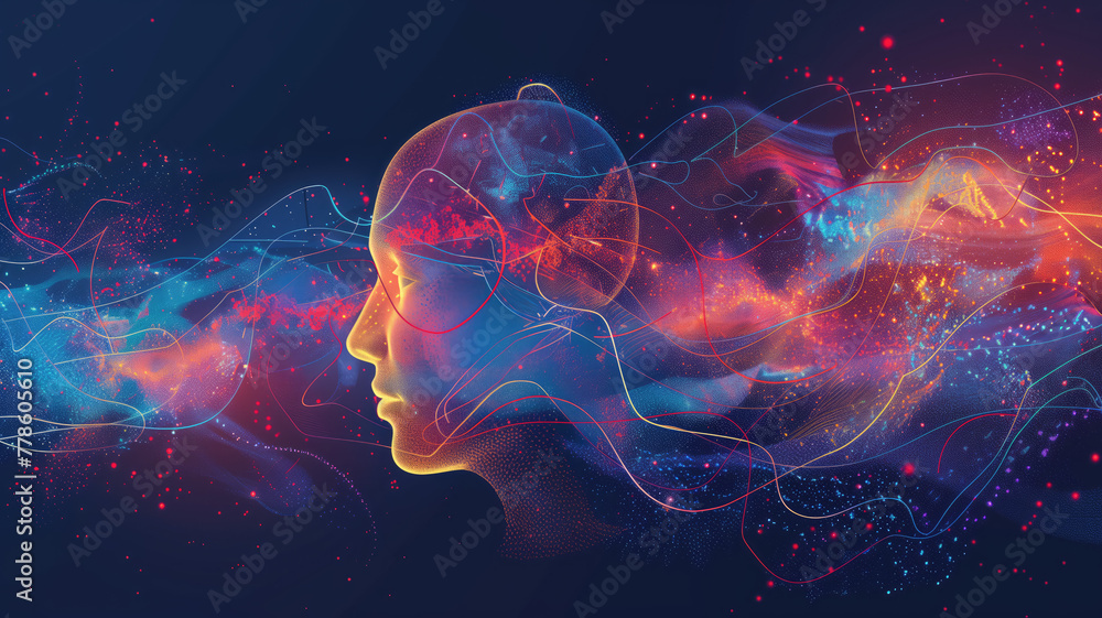 Generative AI illustration of annual collective mind concept art, exploding mind, inner world, dreams, emotions, imagination and creative mind, the pouring energy of the universe Generative AI illustration of annual collective mind concept art, exploding mind, inner world, dreams, emotions, imagination and creative mind, the pouring energy of the universe