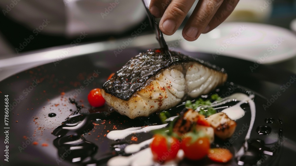 Sophisticated chef weaves flavor and art in a sea bass masterpiece Sophisticated chef weaves flavor and art in a sea bass masterpiece