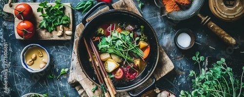 Sophisticated vegetarian hotpot a culinary delight of fresh
