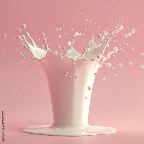 High-speed photography of a pink milk splash on a matching pastel pink background.
