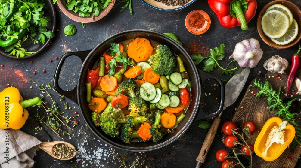Vibrant healthful vegetarian hotpot