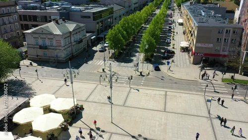 Aerial view of downtown in Czestochowa