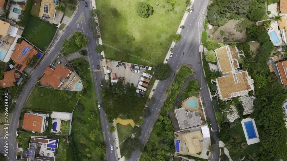 Drone flies with camera down from north to south over Praça Governador Israel Pinheiro Drone flies with camera down from north to south over Praça Governador Israel Pinheiro