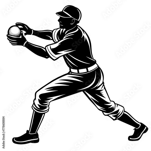 Photography baseball player silhouette vector illustration,Ball,bat,baseball player characte