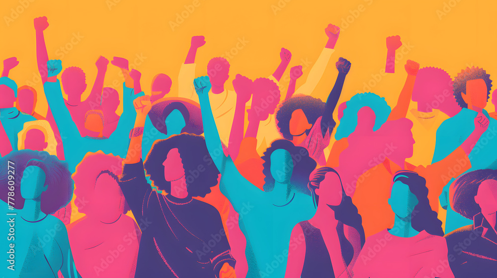 Naklejka premium Graphic images of people protesting
