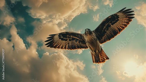 a hawk flying on the sky
