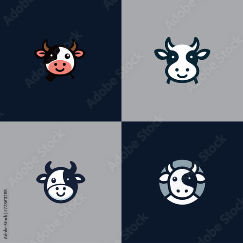 Cow Head (Calf) logotype, vector icon (sign, pictogram). Flat, detailed. Vector icon
