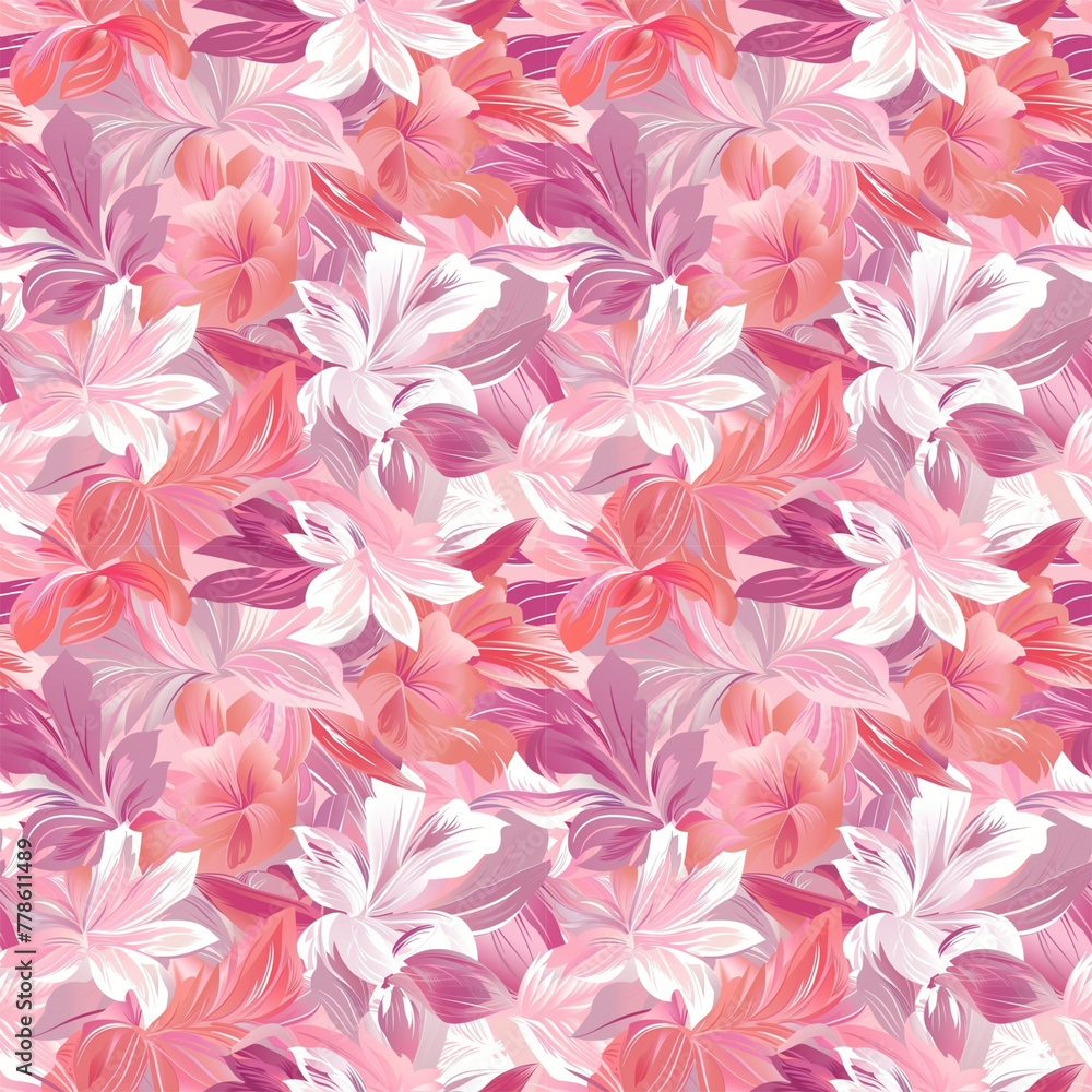 Floral pink color, form natural, seamless fabric pattern.