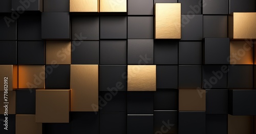 modern black gold square mosaic