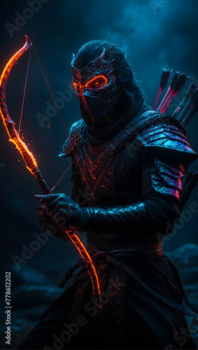 Conquer the Fight Mortal Kombat Hero Brandishing a Fire Bow and Battle Armor