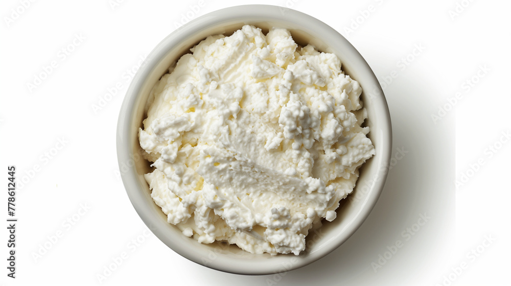 Pristine bowl of ricotta cheese on white canvas. Delicate, grainy texture highlighted. Design for culinary elegance, versatility in uses.
Pristine bowl of ricotta cheese on white canvas. Delicate, grainy texture highlighted. Design for culinary elegance, versatility in uses.