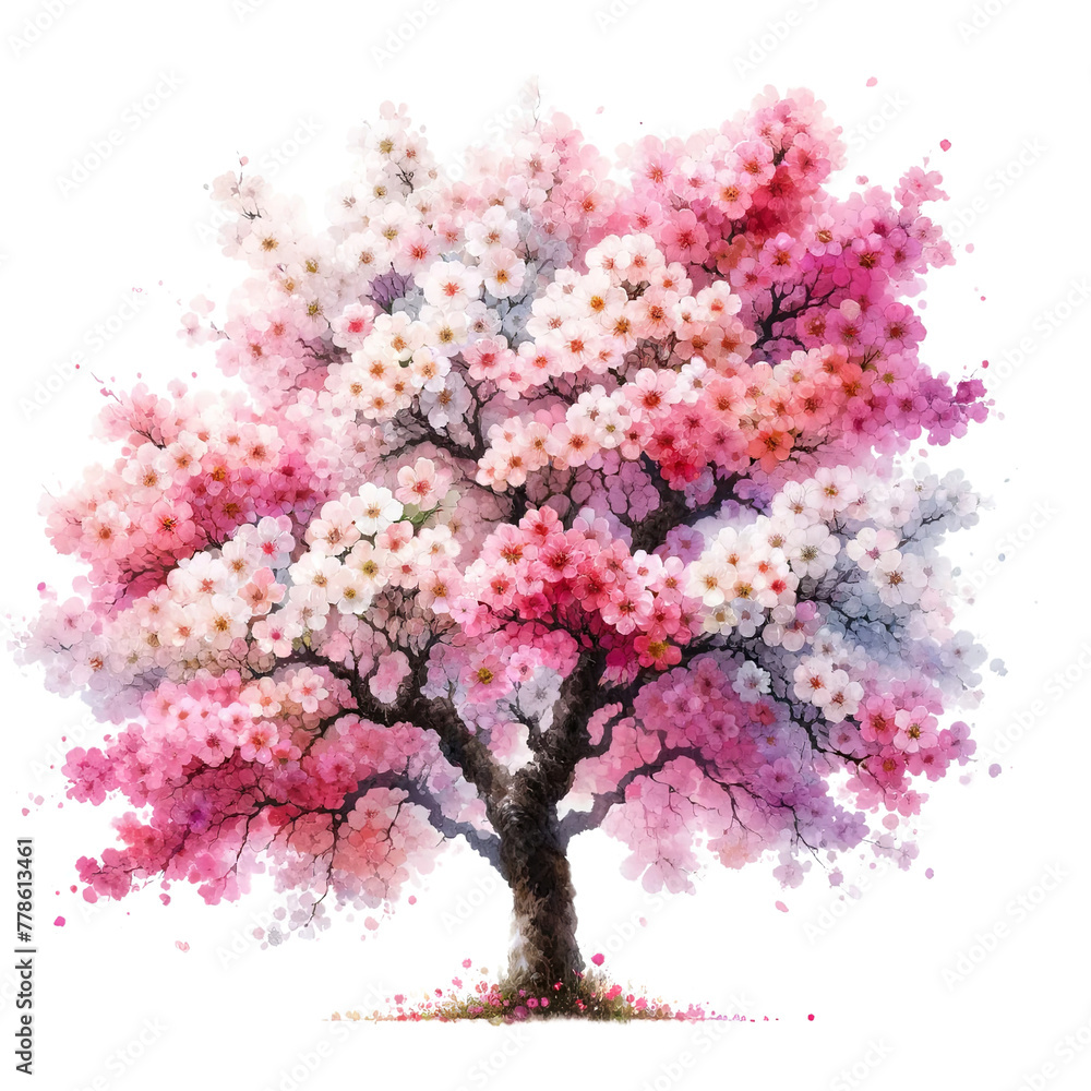 Blossoming Watercolor Cherry Tree,A Clipart Ode to Spring Beauty