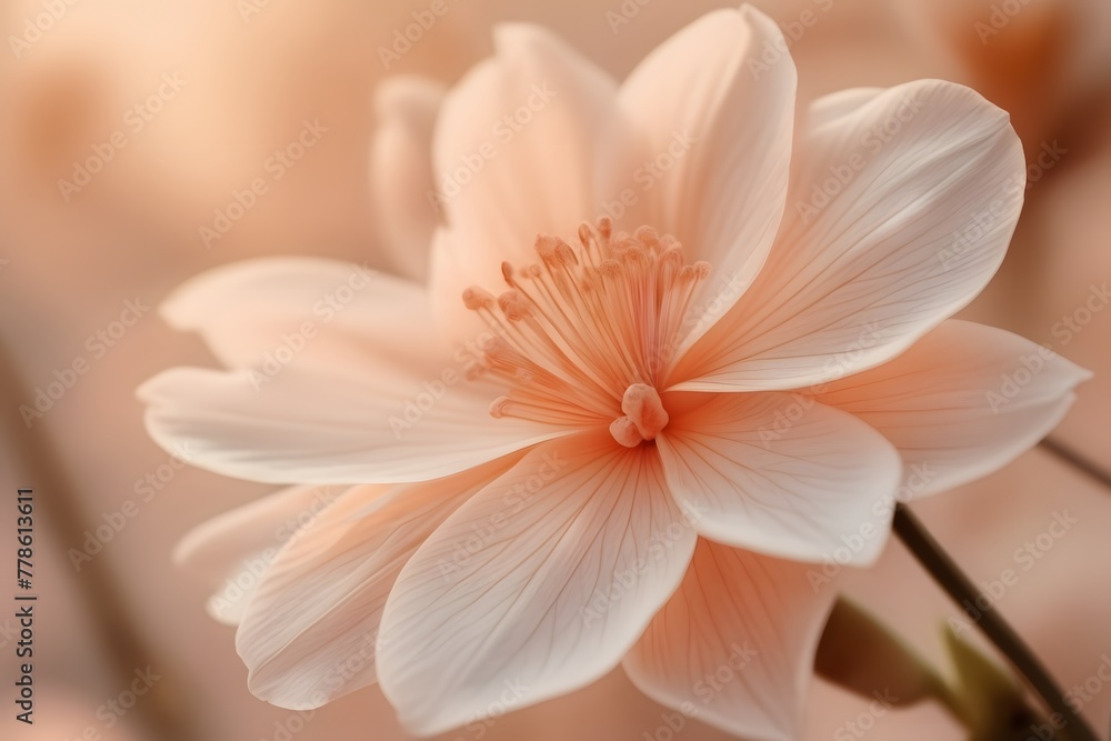 Closeup delicate peach flower of pastel, summer and spring background concept