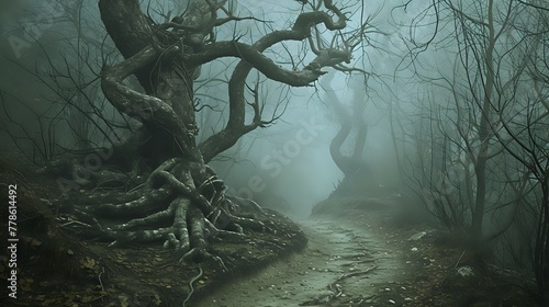 Eerie Intrigue: Secrets of the Fog-laden Woods./n © Крипт Крпитович