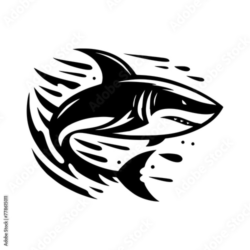 Shark logo design vector illustration. Black shark logo design vector