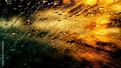 Capture an abstract image of rain streaking down the car's side window, creating a mesmerising pattern.