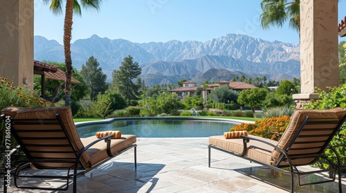 Sunlounger with view of mountains in Riverside County