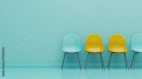 Conceptual Image of Yellow and Blue Chairs, Theme of Uniqueness and Difference © Mutshino_Artwork
