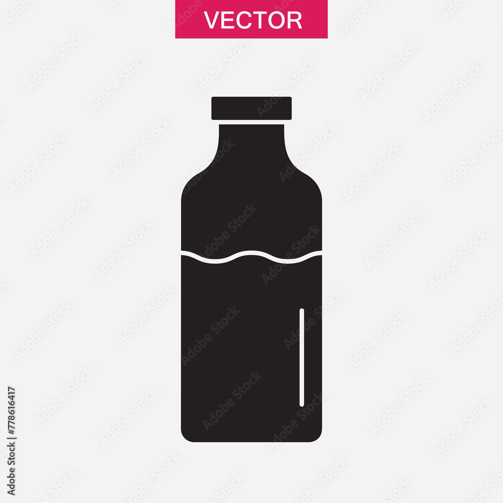 Milk bottle flat black simple trendy style illustration on white background..eps Milk bottle flat black simple trendy style illustration on white background..eps