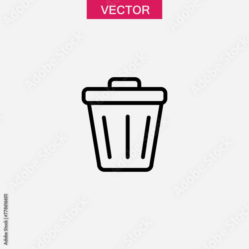 Trash bin line simple icon, Delete symbol, logo flat liner illustration on white background..eps