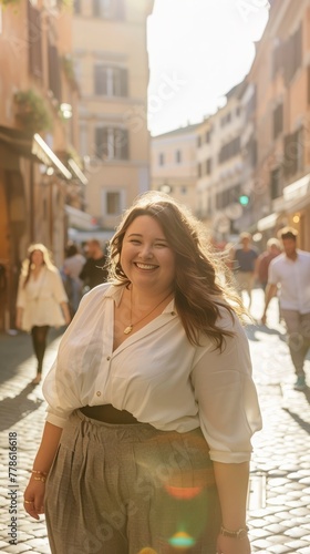 Sunlit Smile in a Cobblestone Alley